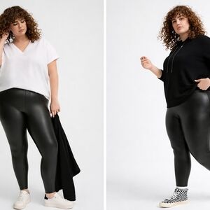 Torrid 3 - Plus Size Black Faux Leather Leggings - Sleek High-Rise Fit